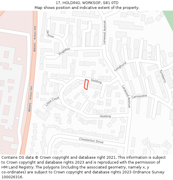 17, HOLDING, WORKSOP, S81 0TD: Location map and indicative extent of plot