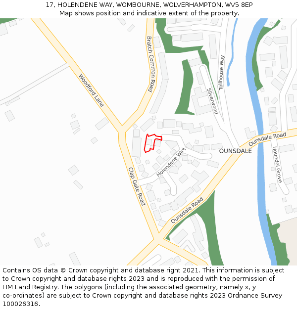 17, HOLENDENE WAY, WOMBOURNE, WOLVERHAMPTON, WV5 8EP: Location map and indicative extent of plot