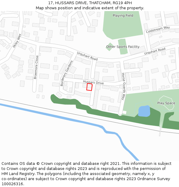 17, HUSSARS DRIVE, THATCHAM, RG19 4PH: Location map and indicative extent of plot