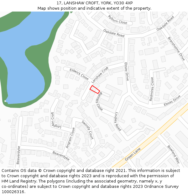 17, LANSHAW CROFT, YORK, YO30 4XP: Location map and indicative extent of plot