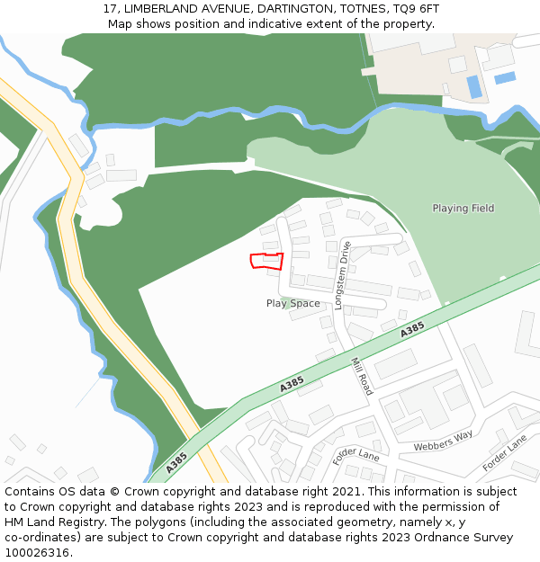 17, LIMBERLAND AVENUE, DARTINGTON, TOTNES, TQ9 6FT: Location map and indicative extent of plot