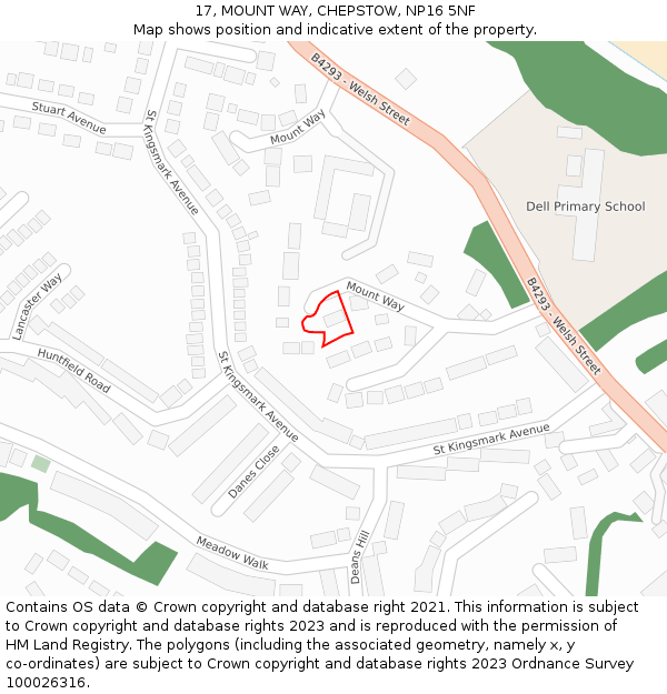 17, MOUNT WAY, CHEPSTOW, NP16 5NF: Location map and indicative extent of plot