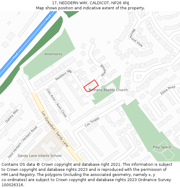 17, NEDDERN WAY, CALDICOT, NP26 4NJ: Location map and indicative extent of plot