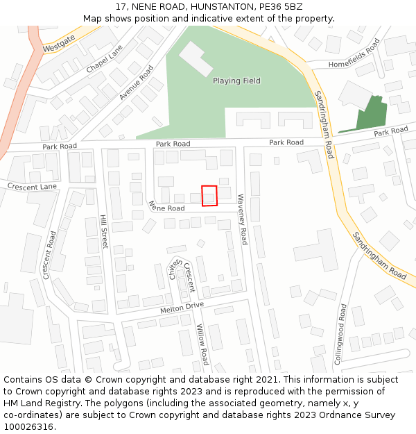 17, NENE ROAD, HUNSTANTON, PE36 5BZ: Location map and indicative extent of plot