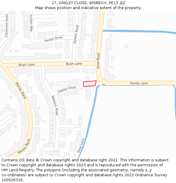 17, OAKLEY CLOSE, WISBECH, PE13 2JZ: Location map and indicative extent of plot