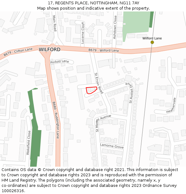 17, REGENTS PLACE, NOTTINGHAM, NG11 7AY: Location map and indicative extent of plot