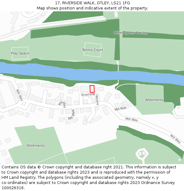 17, RIVERSIDE WALK, OTLEY, LS21 1FG: Location map and indicative extent of plot