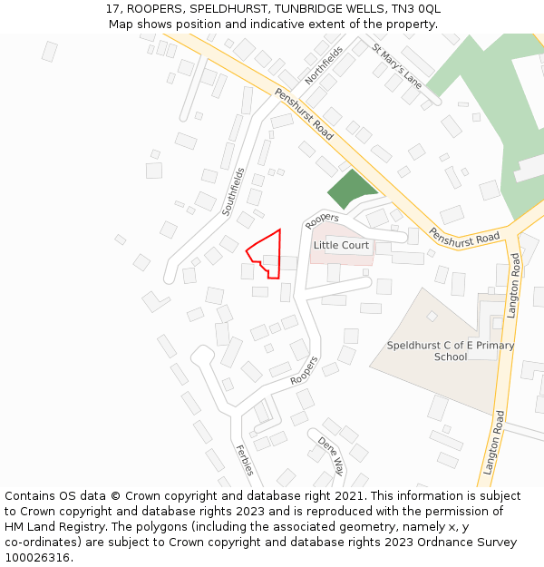 17, ROOPERS, SPELDHURST, TUNBRIDGE WELLS, TN3 0QL: Location map and indicative extent of plot