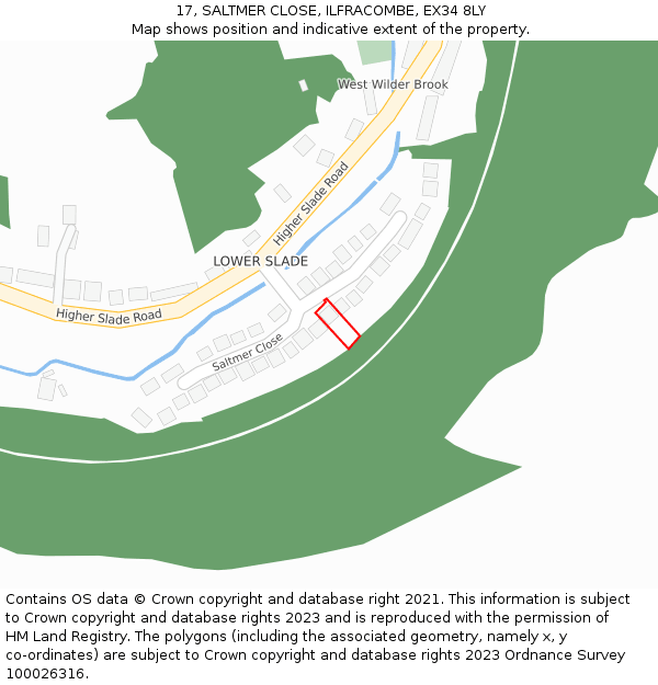 17, SALTMER CLOSE, ILFRACOMBE, EX34 8LY: Location map and indicative extent of plot