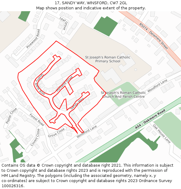 17, SANDY WAY, WINSFORD, CW7 2GL: Location map and indicative extent of plot