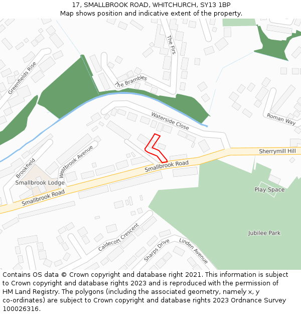 17, SMALLBROOK ROAD, WHITCHURCH, SY13 1BP: Location map and indicative extent of plot