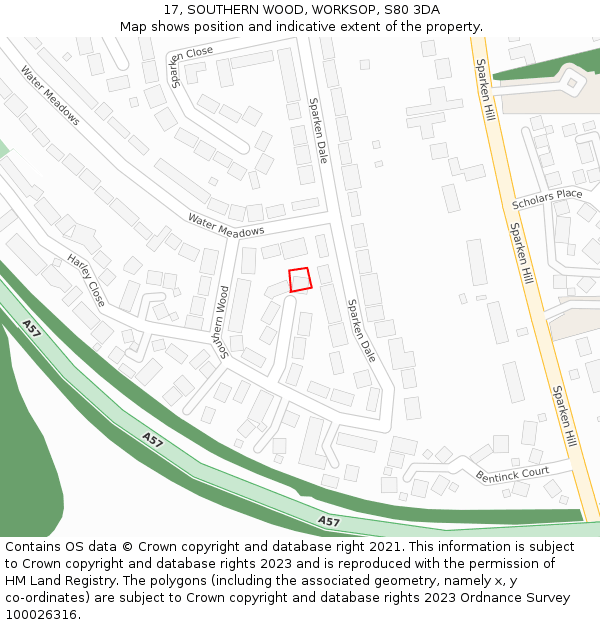 17, SOUTHERN WOOD, WORKSOP, S80 3DA: Location map and indicative extent of plot