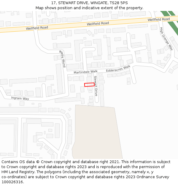 17, STEWART DRIVE, WINGATE, TS28 5PS: Location map and indicative extent of plot