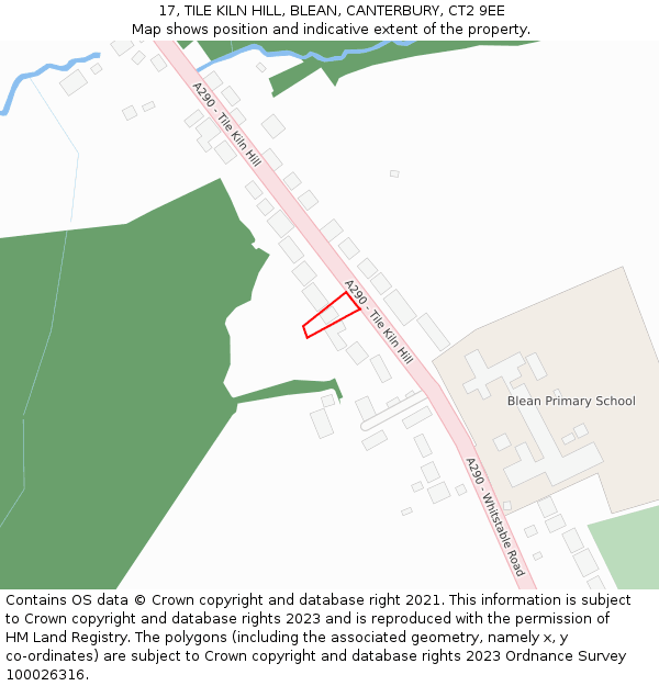 17, TILE KILN HILL, BLEAN, CANTERBURY, CT2 9EE: Location map and indicative extent of plot