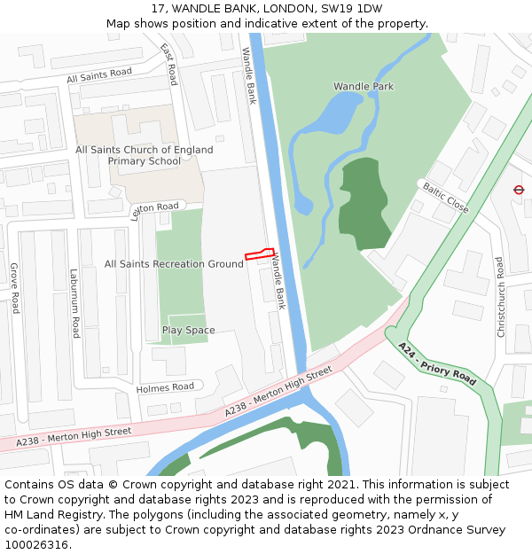 17, WANDLE BANK, LONDON, SW19 1DW: Location map and indicative extent of plot