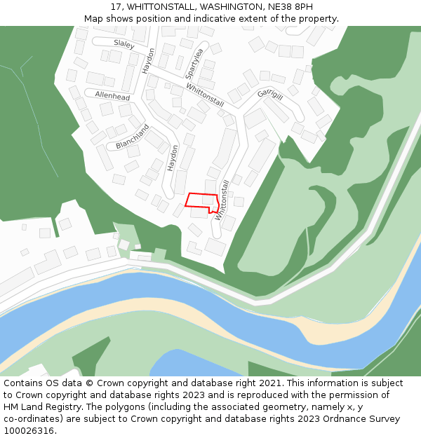 17, WHITTONSTALL, WASHINGTON, NE38 8PH: Location map and indicative extent of plot