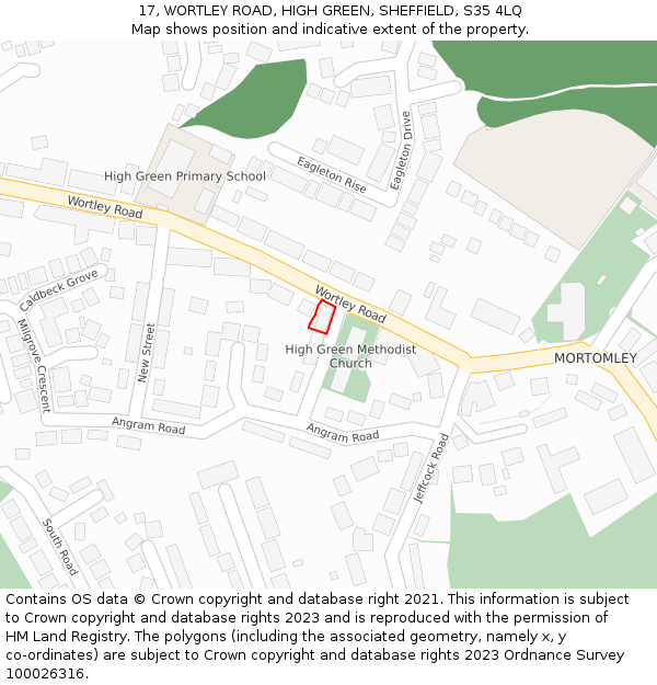17, WORTLEY ROAD, HIGH GREEN, SHEFFIELD, S35 4LQ: Location map and indicative extent of plot