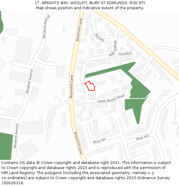 17, WRIGHTS WAY, WOOLPIT, BURY ST EDMUNDS, IP30 9TY: Location map and indicative extent of plot