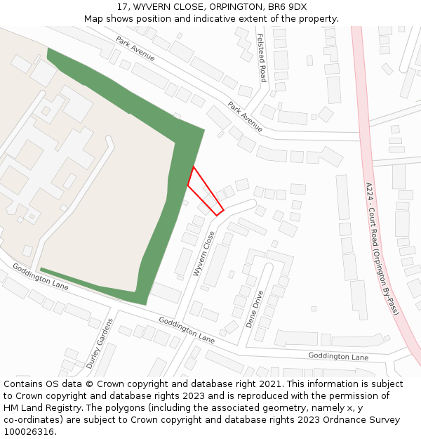 17, WYVERN CLOSE, ORPINGTON, BR6 9DX: Location map and indicative extent of plot