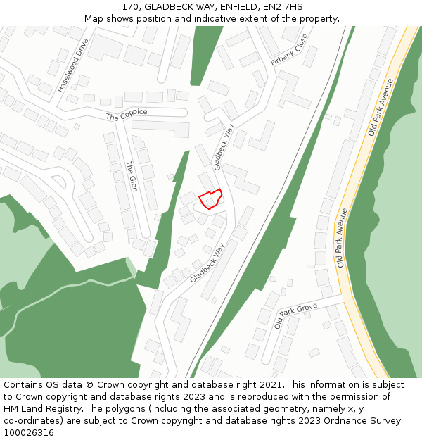 170, GLADBECK WAY, ENFIELD, EN2 7HS: Location map and indicative extent of plot