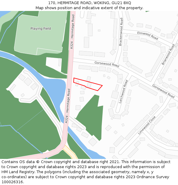 170, HERMITAGE ROAD, WOKING, GU21 8XQ: Location map and indicative extent of plot