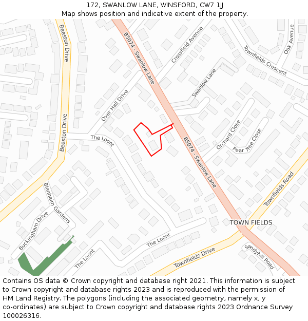 172, SWANLOW LANE, WINSFORD, CW7 1JJ: Location map and indicative extent of plot