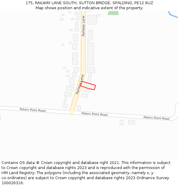 175, RAILWAY LANE SOUTH, SUTTON BRIDGE, SPALDING, PE12 9UZ: Location map and indicative extent of plot