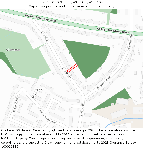175C, LORD STREET, WALSALL, WS1 4DU: Location map and indicative extent of plot