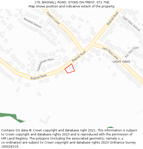 176, BAGNALL ROAD, STOKE-ON-TRENT, ST2 7NE: Location map and indicative extent of plot