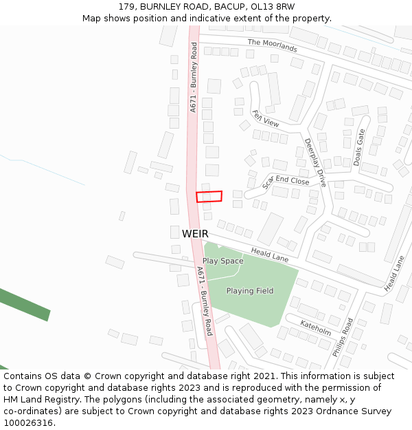 179, BURNLEY ROAD, BACUP, OL13 8RW: Location map and indicative extent of plot