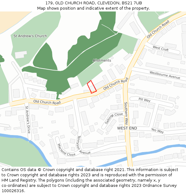 179, OLD CHURCH ROAD, CLEVEDON, BS21 7UB: Location map and indicative extent of plot