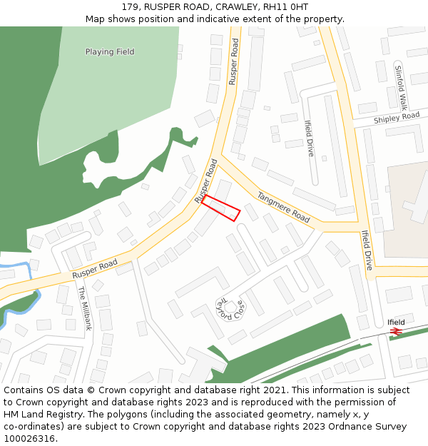 179, RUSPER ROAD, CRAWLEY, RH11 0HT: Location map and indicative extent of plot