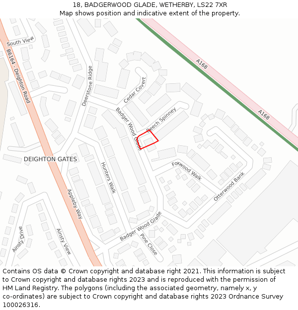 18, BADGERWOOD GLADE, WETHERBY, LS22 7XR: Location map and indicative extent of plot