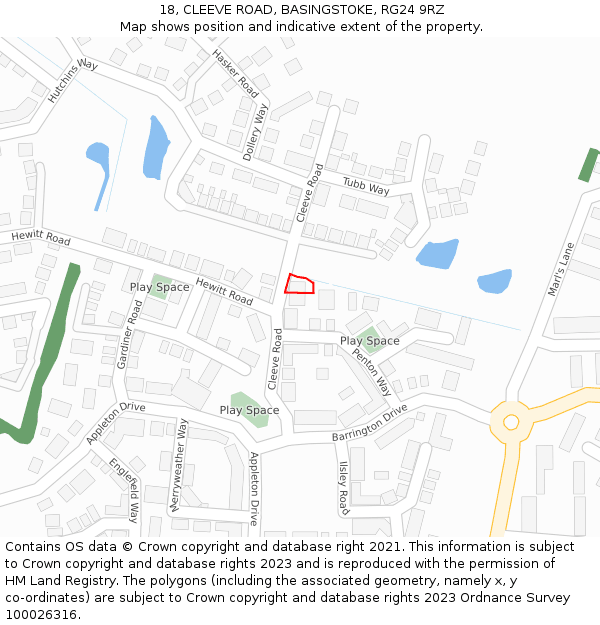 18, CLEEVE ROAD, BASINGSTOKE, RG24 9RZ: Location map and indicative extent of plot