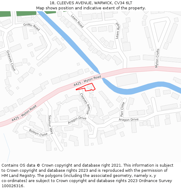 18, CLEEVES AVENUE, WARWICK, CV34 6LT: Location map and indicative extent of plot