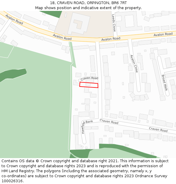 18, CRAVEN ROAD, ORPINGTON, BR6 7RT: Location map and indicative extent of plot