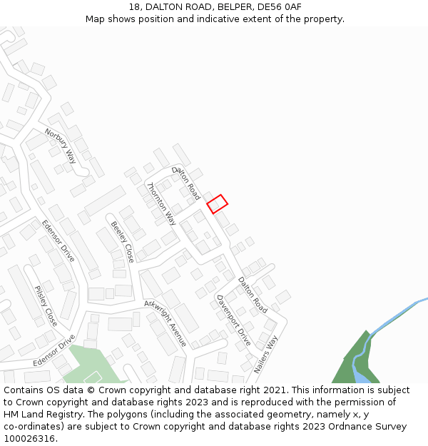18, DALTON ROAD, BELPER, DE56 0AF: Location map and indicative extent of plot