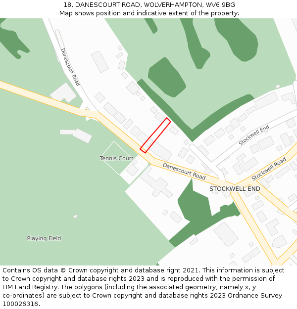 18, DANESCOURT ROAD, WOLVERHAMPTON, WV6 9BG: Location map and indicative extent of plot