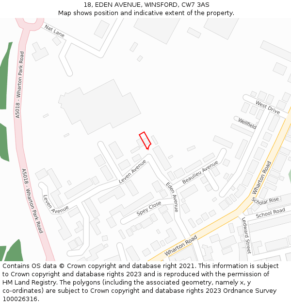 18, EDEN AVENUE, WINSFORD, CW7 3AS: Location map and indicative extent of plot