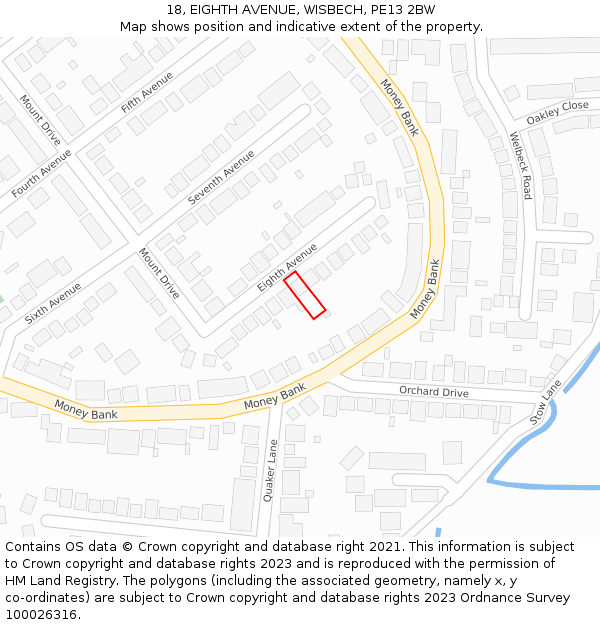 18, EIGHTH AVENUE, WISBECH, PE13 2BW: Location map and indicative extent of plot