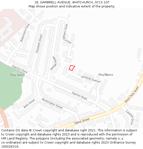 18, GAMBRELL AVENUE, WHITCHURCH, SY13 1GT: Location map and indicative extent of plot