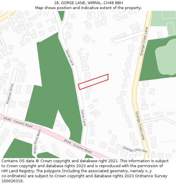 18, GORSE LANE, WIRRAL, CH48 8BH: Location map and indicative extent of plot