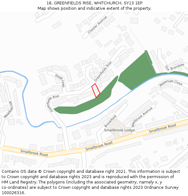 18, GREENFIELDS RISE, WHITCHURCH, SY13 1EP: Location map and indicative extent of plot