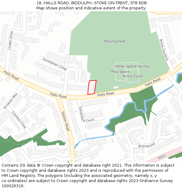 18, HALLS ROAD, BIDDULPH, STOKE-ON-TRENT, ST8 6DB: Location map and indicative extent of plot