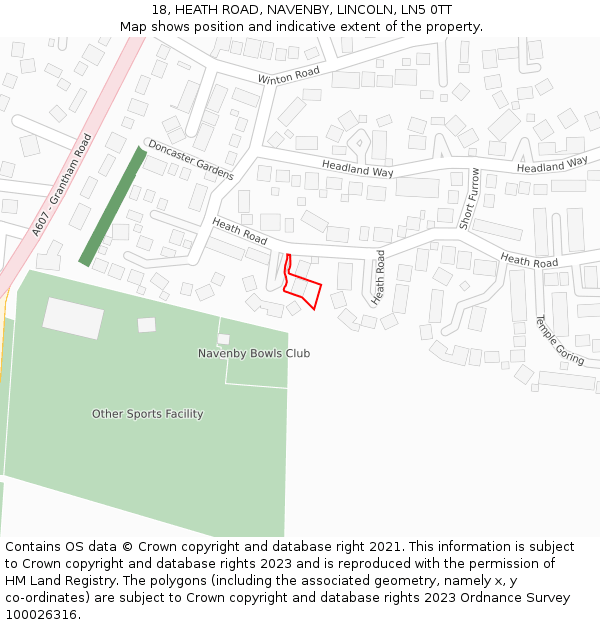 18, HEATH ROAD, NAVENBY, LINCOLN, LN5 0TT: Location map and indicative extent of plot