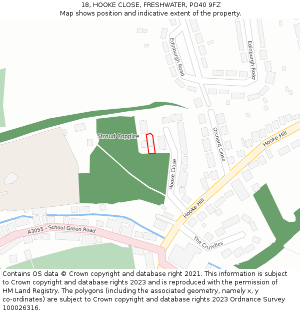 18, HOOKE CLOSE, FRESHWATER, PO40 9FZ: Location map and indicative extent of plot