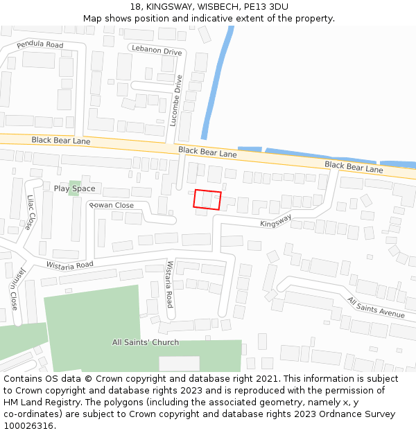 18, KINGSWAY, WISBECH, PE13 3DU: Location map and indicative extent of plot