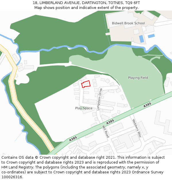 18, LIMBERLAND AVENUE, DARTINGTON, TOTNES, TQ9 6FT: Location map and indicative extent of plot