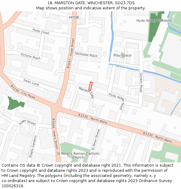 18, MARSTON GATE, WINCHESTER, SO23 7DS: Location map and indicative extent of plot