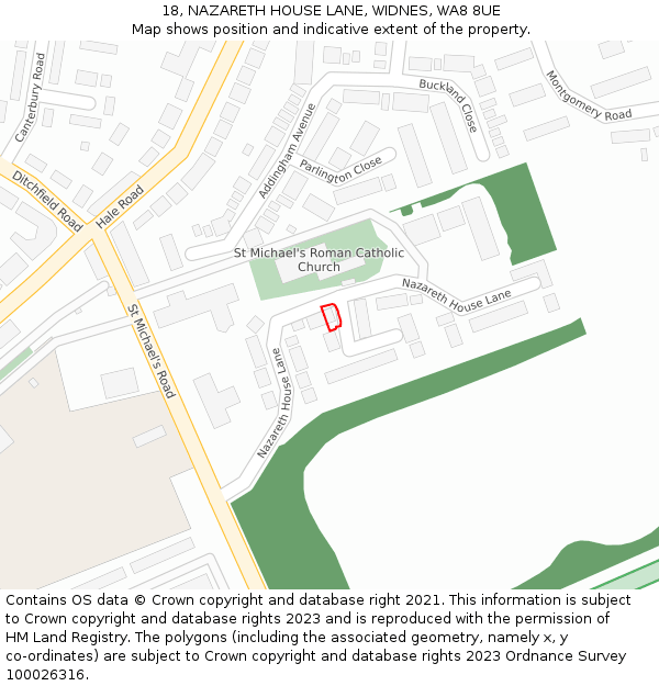 18, NAZARETH HOUSE LANE, WIDNES, WA8 8UE: Location map and indicative extent of plot